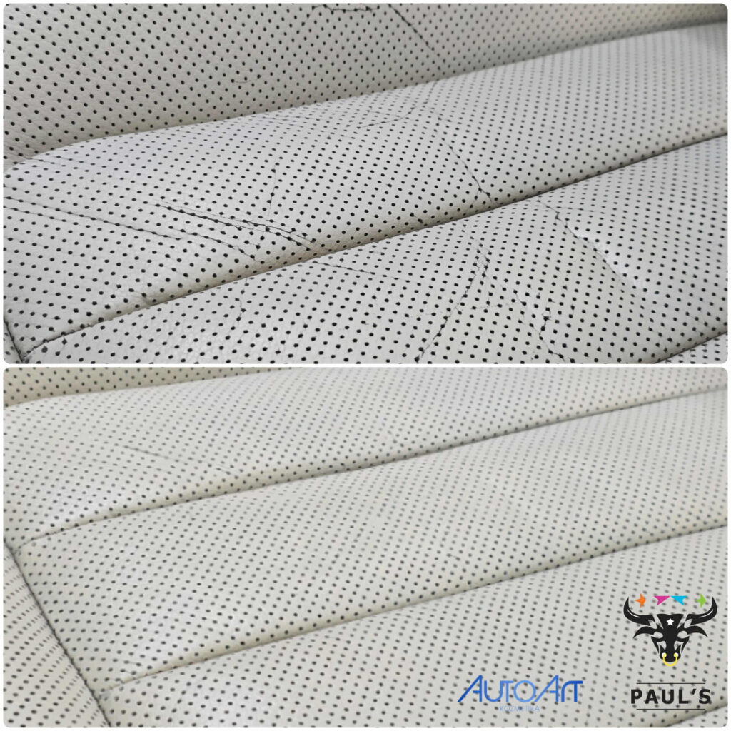 Autóülés perforált bőr felülete bőrfestés előtt