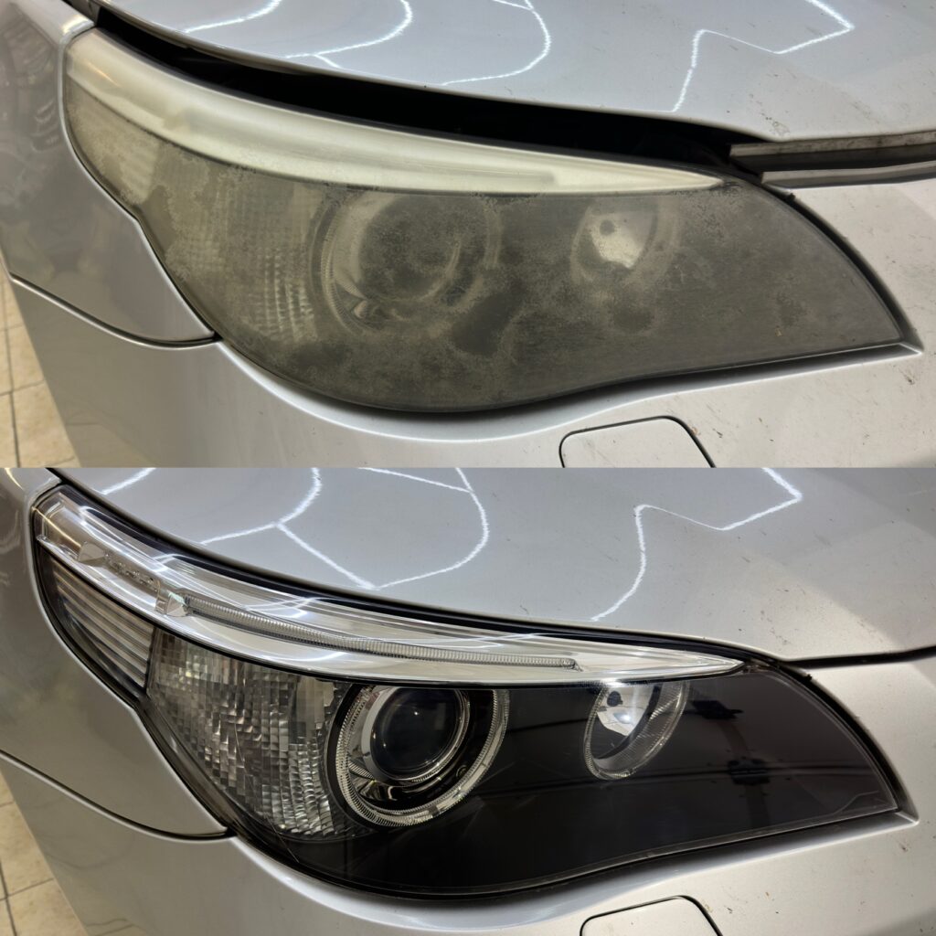Felújított autó fényszóró tiszta és átlátszó felülettel